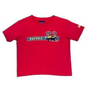 VINTAGE 90s Nautica Baby Boy’s Red Graphic Short Sleeve Summer Crewneck T-Shirt